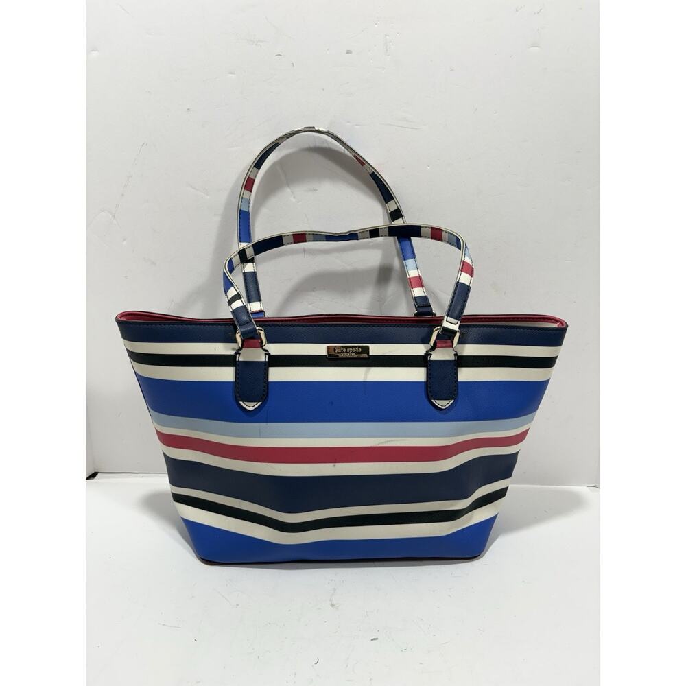 Kate Spade Purse Blue New York Evangelie Laurel‎ Way Striped Satchel Bag ***READ